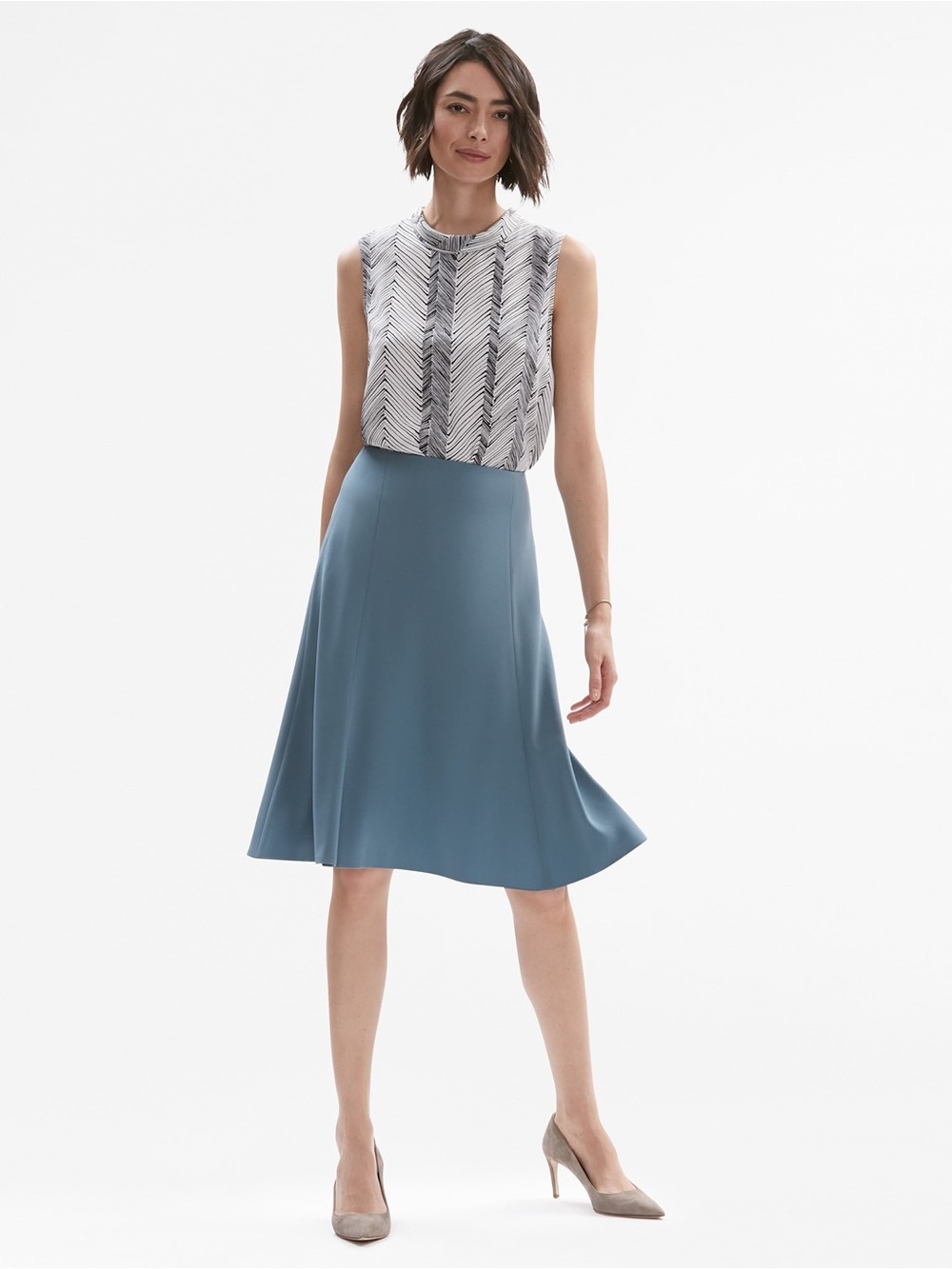 MM Lafleur A-Line Blue Bushwick Skirt Size 12